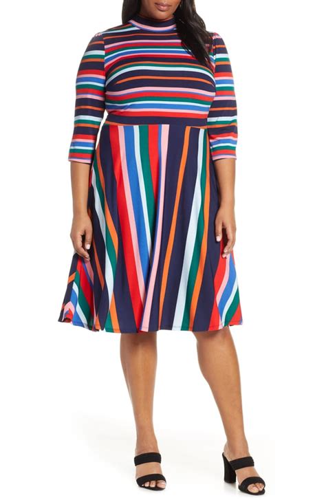 Eloquii Multicolor Stripe Fit And Flare Dress Best Plus Size Dresses 2020 Popsugar Fashion Uk