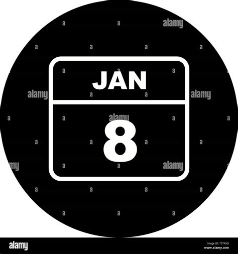 January 8th Date On A Single Day Calendar Stock Photo Alamy