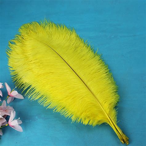 10 Pcs Natural Beautiful Yellow Ostrich Feather 45 To 50 Centimeters 18