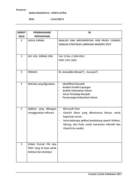 Tri astuti arigiyati, fitria sulistyowati, kusmanto kusmanto. Contoh Review Jurnal