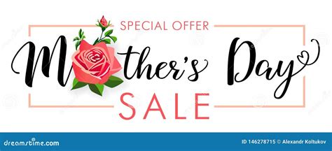 Special Offer Mothers Day Rose Sale Banner Stock Vector Illustration