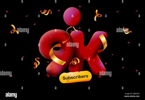 Banner With 9k Followers Thank You In Form 3d Red Balloons And Colorful