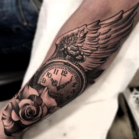 Forearm Rose With Angel Wings Tattoo Best Tattoo Ideas