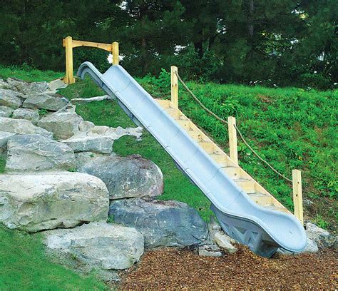 Dual Embankment Slide Play With A Purpose Sloped Backyard Backyard