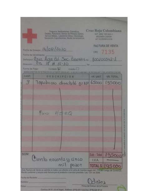 Factura Compra De Epp By Cruz Roja Colombiana Seccional Casanare Issuu