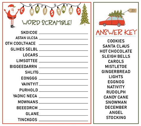 15 Best Christmas Word Scramble Printable Game