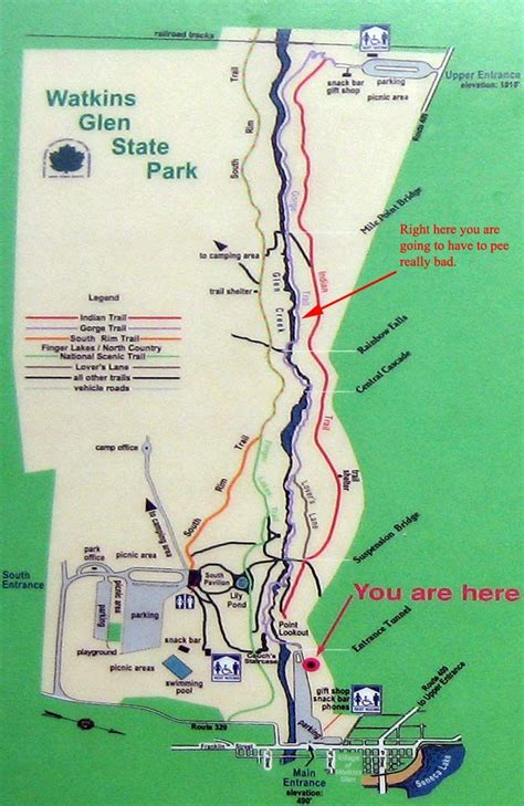 Watkins Glen State Park Map Map Of The Usa With State Names