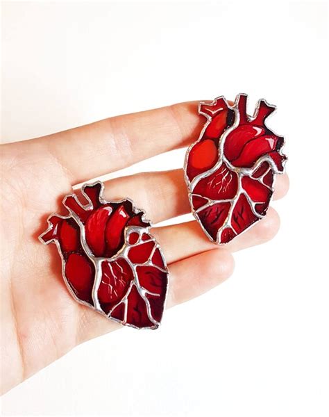 Anatomical Heart Brooch Real Anatomy Pin Stained Glass Etsy