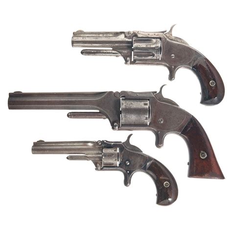 Three Antique Smith And Wesson Single Action Revolvers A Smith And Wesson