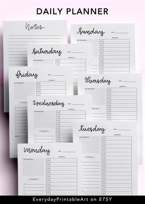 Daily Planner Printable Time Tracker Daily Schedule Etsy India