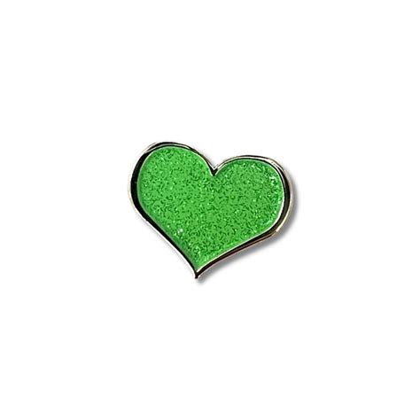 Green Heart Enamel Pin With Glitter 1 Kawaii Pins Etsy