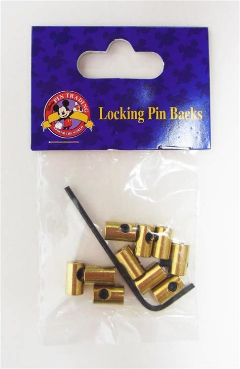 Disney Parks Pack Of 10 Brass Locking Trading Pin Backs With Key New