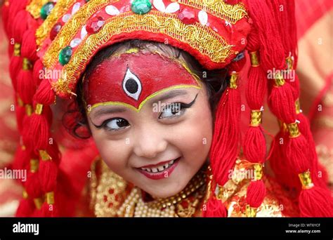Kathmandu Nepal 11th Sep 2019 A Girl Dressed As Living Goddess