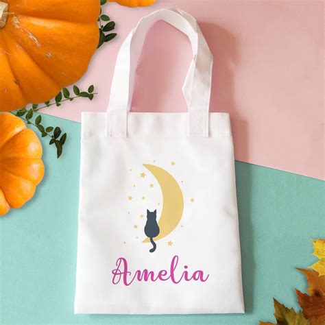 Personalised Cat On The Moon Trick Or Treat Bag By Sarah Hurley