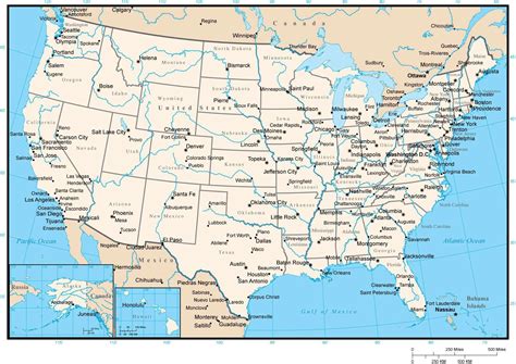 United States Map With States And Capitals In Adobe Illustrator Format