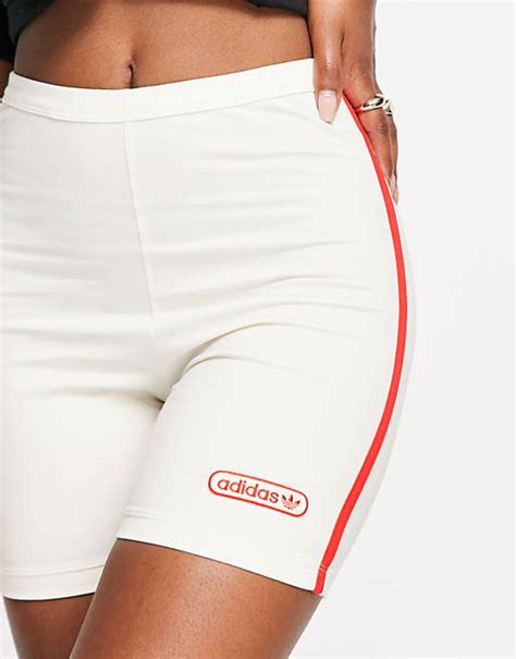 Adidas Originals Resort Legging Shorts In Off White With Red Binding