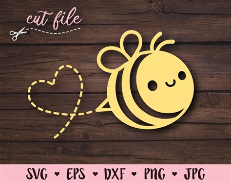 Bee Svg Cut File Cute Bumble Bee Kawaii Honeybee Spring Animal Etsy