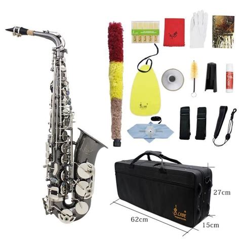 Saxophone En Laiton Bend Eb E Plat Motif Alto Sax Noir Nickel Placage