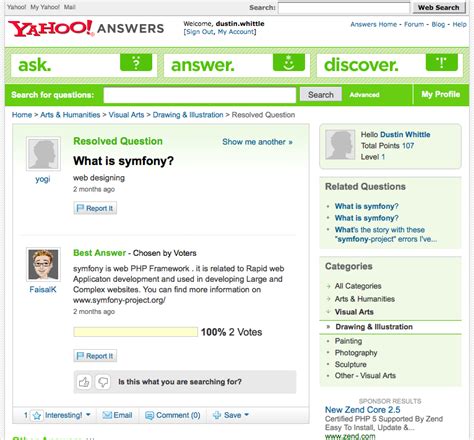 Yahoo Answers Powered By Symfony Symfony Blog