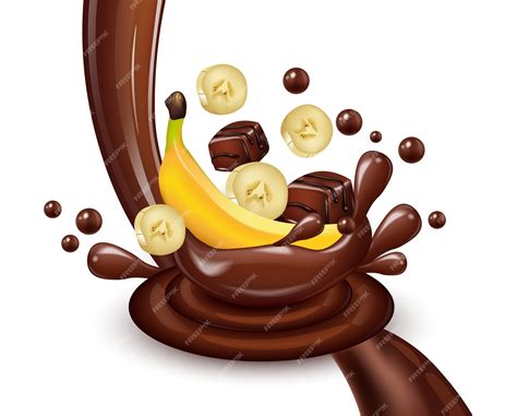 Premium Vector Banana Chocolate Splash Illustration