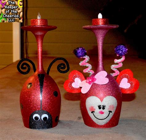 Love Bug And Lady Bug Wine Glass Candle Holders