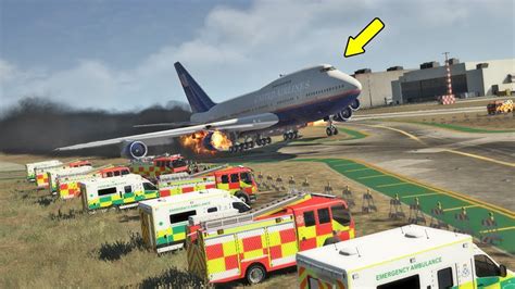Gta 5 Emergency Landing At The Airport Airplane One Engine Failure