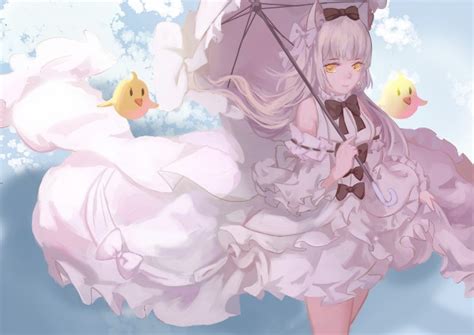 Wallpaper Anime Girl Lolita Dress Umbrella White Hair