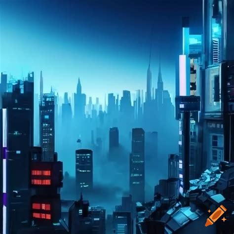Futuristic Cyberpunk City With Fog