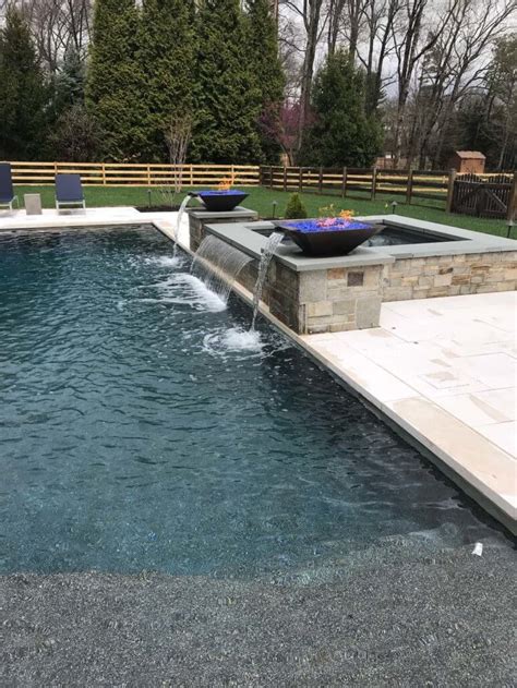 How to build an artificial stone waterfall from scratch part i. Custom Pool with Fire & Water Feature - Reisterstown, MD - Inground Custom Pool Designer & Builder