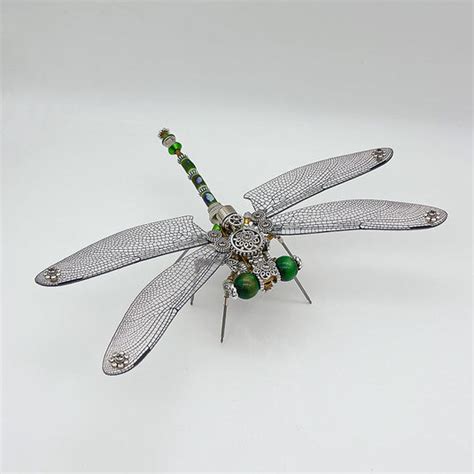 Steampunk Green Winged Dragonfly Metal Puzzle Model Kit Metalkitor