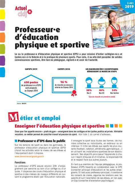 Calaméo Fiche Métier Professeur Deducation Physique Et Sportive