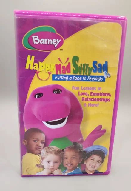 Barney Happy Mad Silly Sad Vhs 2003 Purple Clamshell Vintage