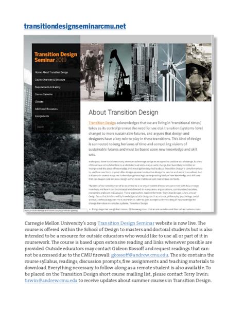 Pdf 2019 Transition Design Seminar Syllabus Terry Irwin
