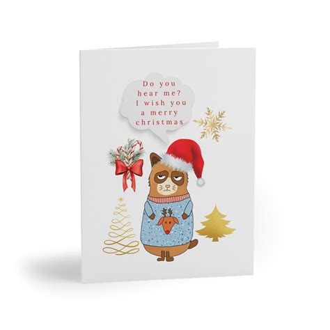 Grumpy Cat Christmas Cards Wishing Merry Christmas Christmas Etsy