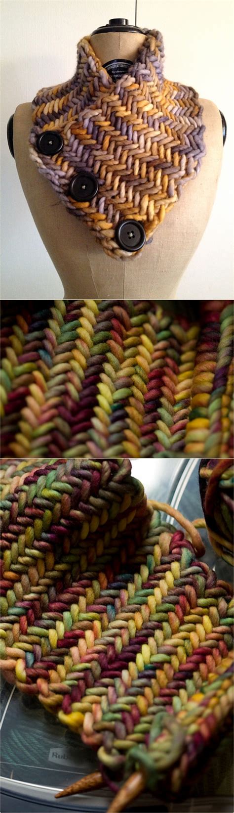 Knit Herringbone Neckwarmer