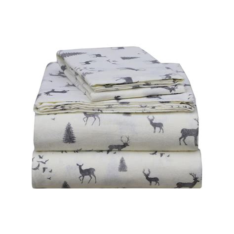 Enviohome 160 Gsm Cotton Flannel Sheet Set Twin Flannel Deer