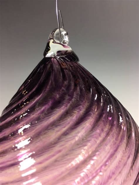 Hand Blown Glass Ornament Purple Teardrop Etsy