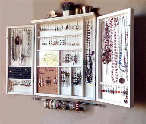 Jewelry Cabinet Large Earrings Case Jewelry Storage Wall Etsy