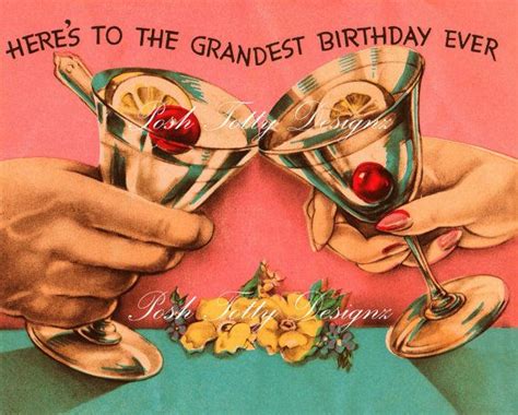 Vintage S Birthday Cocktail Art Deco Greetings Card Etsy Vintage Birthday Birthday