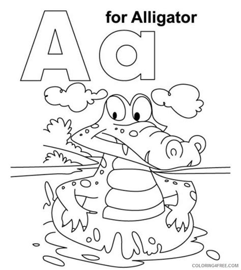 Letter A Coloring Pages Alligator Coloring4free