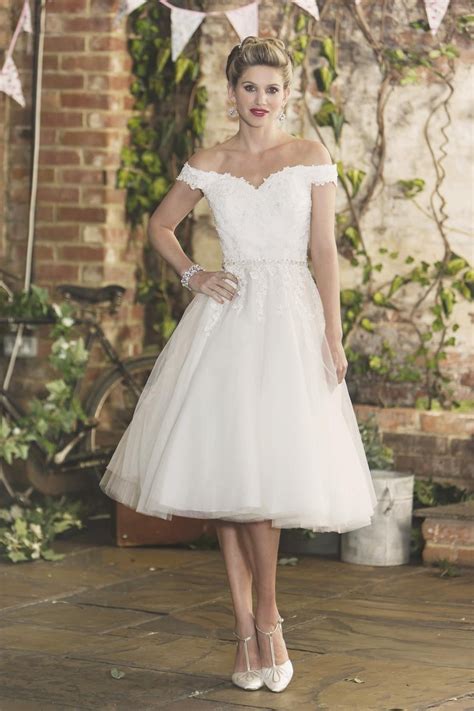 Tilly Brighton Belle Tea Length Short Wedding Dress Off The Shoulder