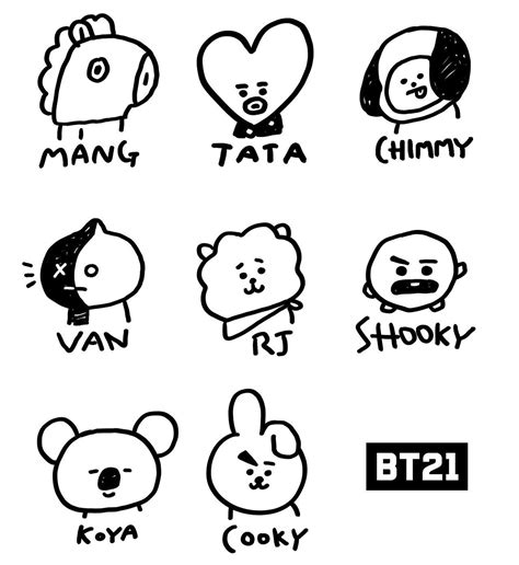 Now, i'm not the most creative person, or the best at coloring, but this was pretty fun. "#BT21 drawing challenge! " | Bts desenho, Papel de parede ...