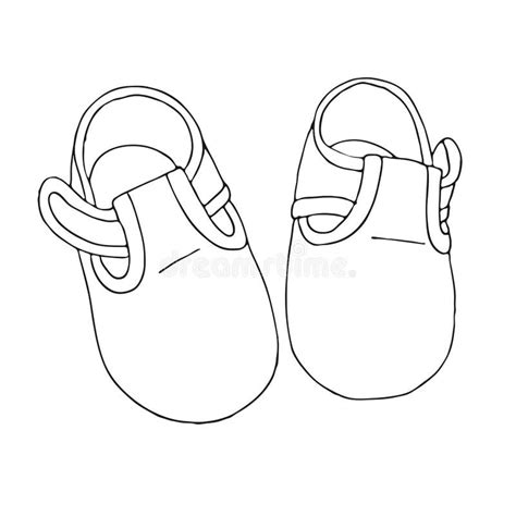 Sketch Of Shoes For The Baby A Pair Of Shoes Isolated On A White