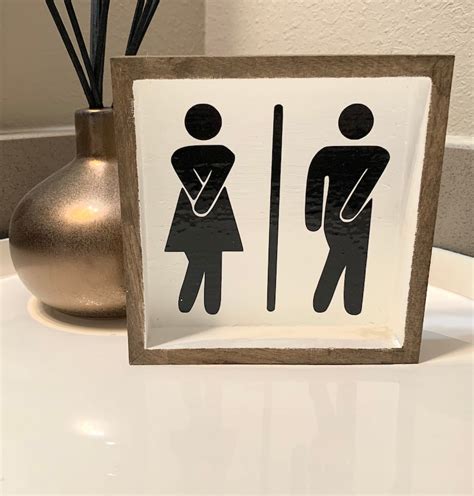 Funny Restroom Sign Bathroom Stick Figure Potty Bathroom Etsy