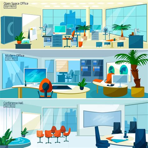 Modern Office Interiors Banners 473040 Vector Art At Vecteezy