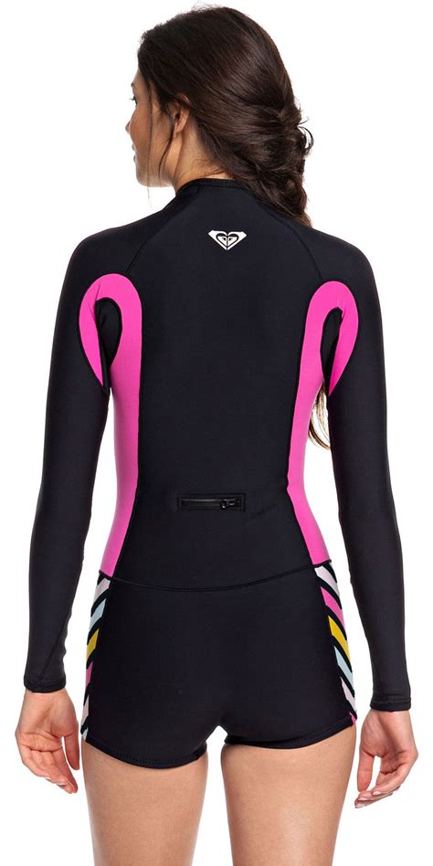 2019 roxy womens 1 5mm pop surf long sleeve shorty wetsuit black erjw403019 wetsuit outlet