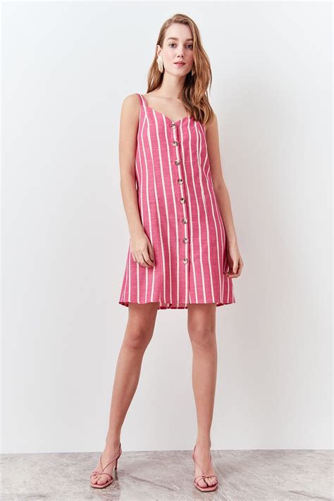 Pink Striped Dress Free Shipping Worldwide