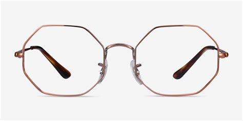 Ray Ban Octagon Geometric Bronze Frame Eyeglasses Eyebuydirect