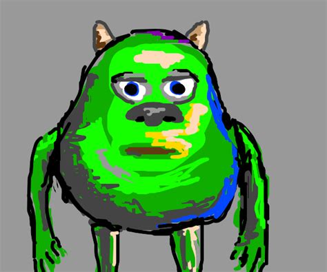 Character mike wazowski with the face of character sulley photoshopped over his own. Wike muzowski - Drawception