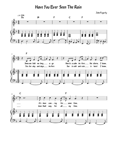 Have You Ever Seen The Rain Sheet Music For Piano Vocals Piano Voice